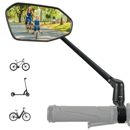 REEZER Fahrradspiegel RS3 links - Großer 360° verstellbarer Rückspiegel für E-Bikes und Scooter - Maximale Sichtbarkeit im Straßenverkehr dank großer Spiegelfläche. Einfach zu montieren und kompatibel mit den meisten Lenkern. Hergestellt aus robusten Materialien für langlebige Nutzung.