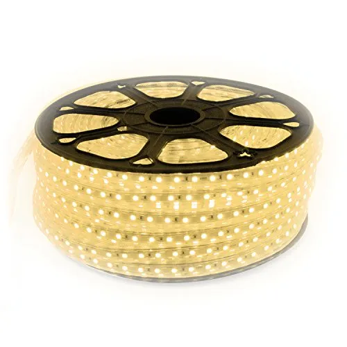 LED Strip 230 Volt Warmweiß 10 Meter mit 60x 5050 SMD - Direkter 230 Volt Anschluss ohne Trafo, ideal für Innen- und Außenanwendungen dank IP65. Inklusive 10 Montageklemmen. Entdecken Sie auch weitere Produkte in unserem Shop!