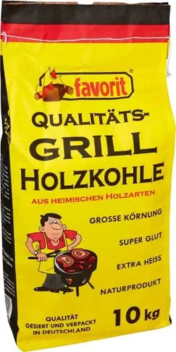 Favorit Holzkohle 10 kg Grillkohle für BBQ - Hochwertige Grillholzkohle für ein perfektes Grillerlebnis. Ideal für BBQs und Grillabende, sorgt für gleichmäßige Hitze und hervorragenden Geschmack.