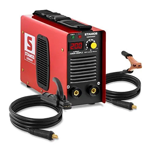 Stamos Welding Group Elektroschweißgerät E-Hand Schweißgerät mit LED-Display - Schweißgerät für Elektroden, mobil und leicht (5,7 kg), ideal für präzises Schweißen in Werkstatt oder unterwegs. Hohe Leistung bei 230 V.