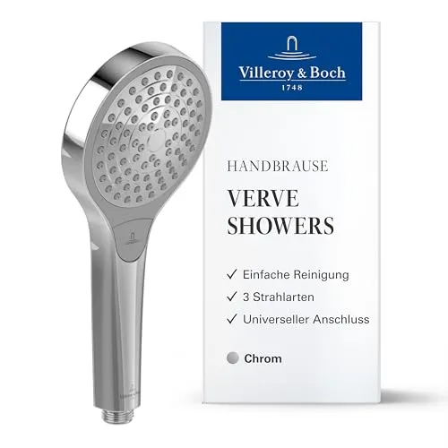 Villeroy & Boch Verve Showers Handbrause mit drei Strahlarten - Handbrause mit drei Strahlarten, optimal für individuelles Duscherlebnis und modernes Design in Chrom.