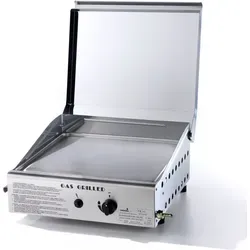 Ompagrill Piastra Di Cottura Plancha Singola a Gas Inox - Praktische Einzelkochplatte aus rostfreiem Stahl für die Zubereitung von Speisen im Freien. Mit piezoelektrischer Zündung und leistungsstarkem Brenner für schnelles Kochen.