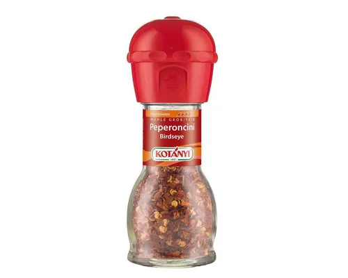 KOTÁNYI Chili Birdseye Peperoncini Mühle - Scharfes Gewürz zum Frischen Mahlen - Ungemahlene Kräuter & Gewürze mit innovativem Mahlwerk für präzise Dosierung, ideal für asiatische Gerichte und starke Geschmacksnerven mit 70.000 - 90.000 Scoville.