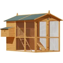 Hühnerstall Kleintierhaus 191x151x148cm - Geräumiges Hühnerhaus mit zwei Etagen für Kleintiere. Überdachte Ruhezone und Freilaufbereich bieten optimalen Komfort. Inklusive verschließbarer Tür und abnehmbaren Dach für einfache Pflege.