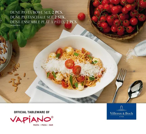 Villeroy & Boch Pastaschale Vapiano 2tlg. Porzellan Weiß - Elegante 2-teilige Pastaschale aus hochwertigem Porzellan, ideal für stilvolle Tischdekoration und den perfekten Genuss von Pasta. Robuste Qualität für den täglichen Einsatz.