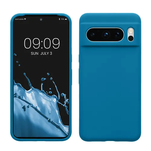 kwmobile Handyhülle für Google Pixel 8 Pro Hülle, für Pixel 8 Pro Case - Hülle Silikon - kabelloses Laden - Karibikblau
