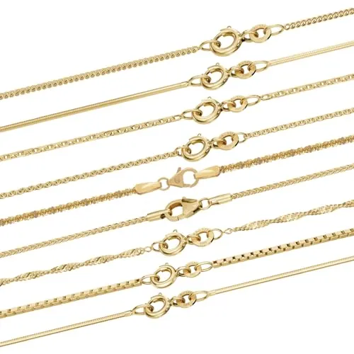 HOPLO Goldkette Singapurkette 333 - 8 Karat Gold 1,0 mm - 38 cm - Ketten ohne Anhänger, elegante Singapurkette aus 333er Gold, perfekt für Kinder und gefertigt in Deutschland.