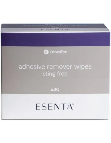 Esenta Pflasterentferner Tücher - 30 St. von Convatec - Stomaversorgung mit 100% silikonbasierten Tüchern, alkoholfrei und latexfrei, ideal für sanfte Kleberentfernung bei Ileostomie, Kolostomie und Urostomie.