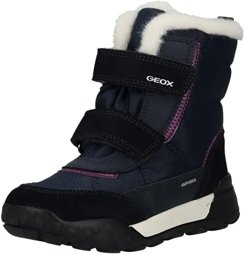 Snowboots GEOX "Geox Stiefel Leder/Textil" für Kinder, Gr. 30, navy/lila - Wanderschuhe für kalte Tage mit warmem Futter und griffiger Sohle. Zwei Klettverschlüsse für leichtes An- und Ausziehen – ideal für aktive Kinder!