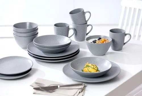 Ritzenhoff & Breker Becher 370ml 6er Set Kitwe grau - Thermobehälter aus hochwertiger Keramik, spülmaschinenfest und ideal für Kaffeeliebhaber.