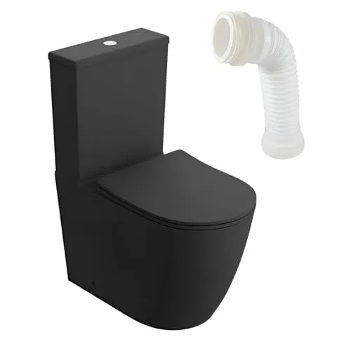 LAVITA NAUTILIUS BLACK Stand-WC mit Spülkasten - Elegantes, mattschwarzes Design für jeden Einrichtungsstil. Spülrandloses System für effiziente Reinigung und minimalen Wasserverbrauch. Hochwertiges Porzellan garantiert Langlebigkeit und einfache Pflege.