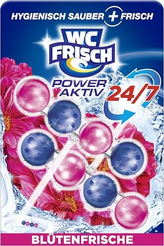 WC-Frisch Kraft Aktiv Duftspüler Blüten-Frische (2*50 g), WC Reiniger für Reinigung bei jeder Spülung, Duftsteine für langanhaltend frischen Duft, + 50 % Anti-Kalk Effekt*