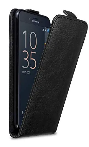 Cadorabo Hülle kompatibel mit Sony Xperia X COMPACT Flip Design aus Premium Kunst Leder Flip Klappbare Stoßfeste Magnetische Cover Hülle für Sony Xperia X COMPACT Tasche in Schwarz