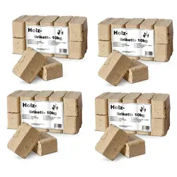 Ziegler Erdenwerk Holzbriketts Ruf Holzbrikett 4x10kg - Brennstoffe mit sehr langer Brenndauer, schnell entzündbar und platzsparend. Ideal für Kamin- und Kachelöfen, umweltfreundlich aus naturreinem Nadelholz.