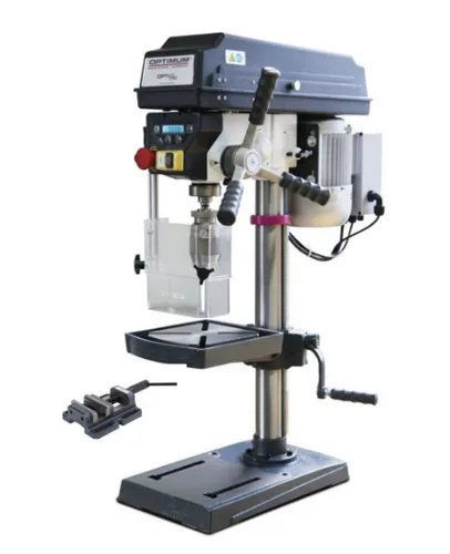 Optimum Tischbohrmaschine D 17 PRO SET 230V mit Maschinenschraubstock - Bohrmaschinen für präzise Arbeiten, mit bürstenlosem Motor und 2700 UpM – ideal für Hobby und professionelle Anwendungen.