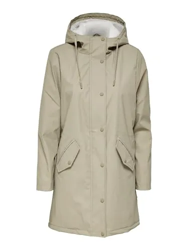 ONLY Damen Onlsally Raincoat OTW Noos Rain Jacket, Crockery, XS EU - Funktionsjacke für Damen, wasserabweisend und stylisch, ideal für wechselhaftes Wetter.
