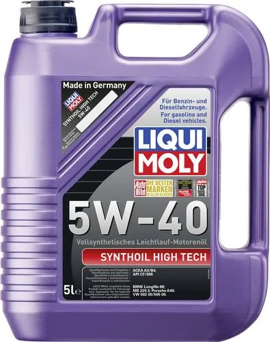 LIQUI MOLY Synthoil High Tech 5W-40 - 5 L vollsynthetisches Motoröl, exzellenter Verschleißschutz und lange Motorlebensdauer