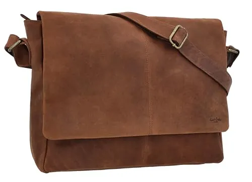 Gusti Ledertasche Herren Reign | Handgefertigte Umhängetasche aus Ziegenleder - Messenger-Bag aus langlebigem, pflanzlich gegerbtem Ziegenleder – ideal für Alltag und Büro mit viel Stauraum und praktischer Aufteilung.