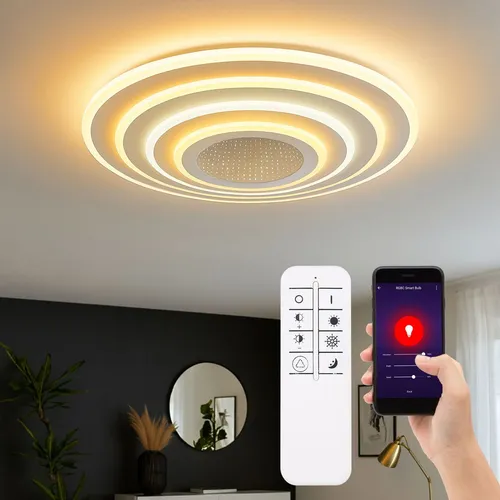 LED-Deckenleuchte Jocelyn - Opal/Weiß, max. 40 Watt - Moderne LED-Deckenleuchte in elegantem Opal/Weiß, ideal für stimmungsvolle Beleuchtung in Wohnräumen, max. 40 Watt.