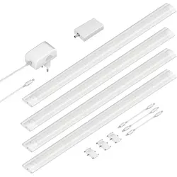 ledscom.de Smarte LED Unterbau-Leuchte SIRIS weiß matt, flach, 4er Set - Die flache LED Unterbauleuchte SIRIS ist ideal für Küchen und Arbeitsflächen. Mit dimmbarer Steuerung über die Tuya-App und Sprachsteuerung via Alexa oder Google Home. Einfache Montage und blendfreies Licht sorgen für klare Sicht.