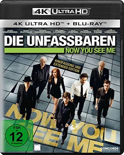 Die Unfassbaren – Now you see me (4K Ultra HD) + (Blu-ray) - Spannender Thriller über Magie und Illusionen, freigegeben ab 12 Jahren, perfekt für Filmabende!
