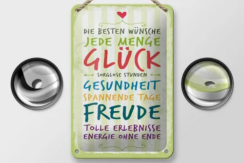 Femer GmbH Metallschild Spruch 30x40 cm Die besten Wünsche jede Menge Glück, (1 St), gewölbte Oberfläche, abgerundete Ecken, umgeschlagene Kanten