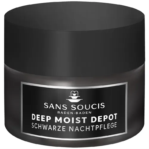 SANS SOUCIS - DEEP MOIST DEPOT - Schwarze Nachtpflege - Nachtpflege für reife und trockene Haut, spendet intensive Feuchtigkeit mit Panthenol und ist mineralölfrei sowie parabenfrei. Ideal für eine strahlend schöne Haut am Morgen.