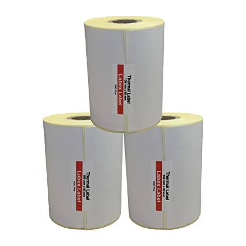 Labex Label Thermo etiketten 100x60 mm – 3 Rollen à 500 Thermoetiketten auf Rolle – Barcodeetiketten, Lageretiketten, Paketaufkleber – Kompatibel mit Zebra, Argox, Sato