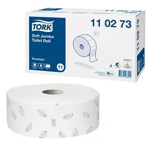 TORK Jumbo-Toilettenpapier T1 Premium Soft - 2-lagig Recyclingpapier, 6 Rollen, hohe Saugfähigkeit und ideal für stark frequentierte Toiletten