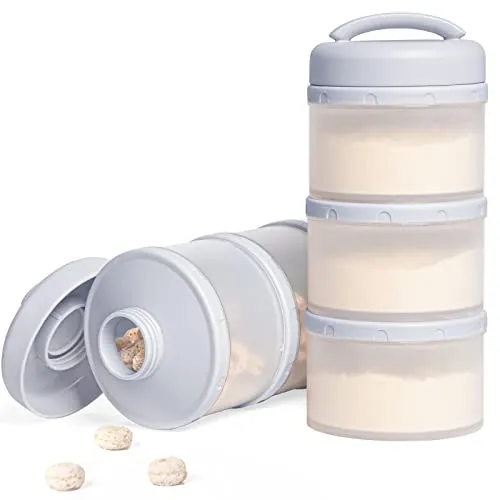 Termichy Milchpulver Portionierer Baby Stapelbar 2 Stück (Grau) - Praktischer Milchpulver Portionierer für Eltern: stapelbar, hygienisch und leicht zu reinigen. Ideal für unterwegs – jeder Portionierer fasst 60 g Milchpulver und sorgt für eine schnelle Fütterung ohne Kleckern.