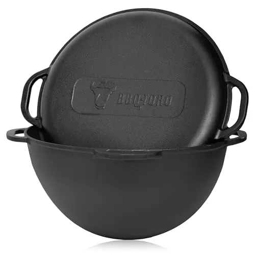 BBQ-Toro Gusseisen Kazan 19L | Traditioneller Gusstopf für vielseitige Zubereitung - Außenküchen | Der bereits eingebrannte Kazan ermöglicht gleichmäßiges Garen und ist ideal für Grillplätze oder Lagerfeuer.