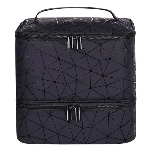 Kosmetiktasche Groß, BYLife Make-up-Tasche Make up Koffer Schminktasche Schminkkoffer Leer Kosmetiktasche Nagellack-Organizer Für 30 Flaschen Beauty Case Nagelkoffer