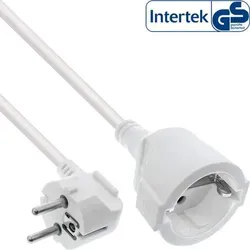 InLine® Strom-Verlängerung Schutzkontakt Stecker gewinkelt / Buchse, weiß, 7m Kabel Stromkabel