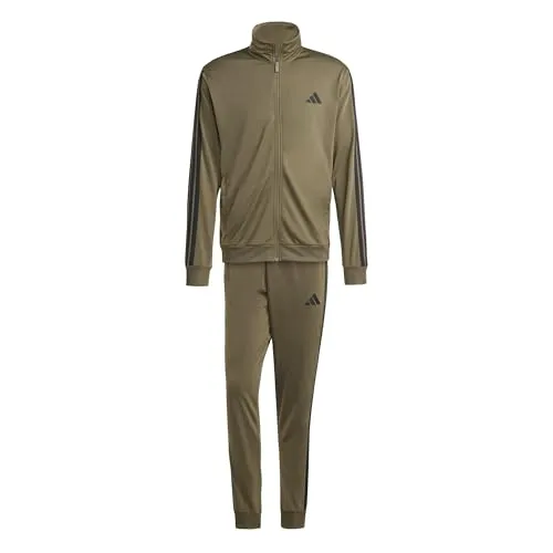 ADIDAS Herren Sportanzug 3-Streifen Tricot - Trainingsanzug aus 100% recycelten Materialien, ideal für sportliche Aktivitäten und Freizeit. Bequemes Tragegefühl und individuelle Passform durch Kordelzug am Bund.