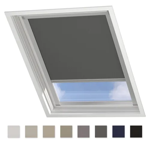 DTCH® Dachfenster Verdunkelungsrollo für Velux MK10 Dunkelgrau mit Führungsschiene, Rollo für Dachfenster, Verdunkelungsrollo Dachfenster