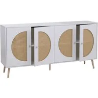 Sideboard MCW-P49 - Stilvolle Kommode mit Poly-Rattan und viel Stauraum - Moderne Kommode mit kratzfester Melamin-Oberfläche und vier großzügigen Ablagefächern - Ideal für Wohnzimmer, Flur oder Home-Office.