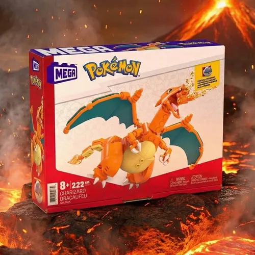 MEGA Pokémon Glurak Bauset - Kreatives Bauvergnügen - Konstruktionsspielzeug für Fans ab 8 Jahren, baue deinen eigenen Glurak mit hochwertigen Bausteinen und erlebe spannende Abenteuer in der Pokémon-Welt.
