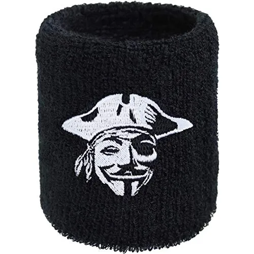 Pirate for Life Schweissband Vendetta Pirat Stickerei Schweißband Parkour Bestickt & Absorbierendes Frottee Laufen Wristband Geschenk Sporttraining Schweiß-Armband