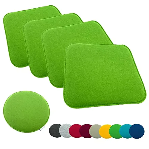 heimtexland ® 4er Pack Sitzkissen Filz – Bequeme Stuhlauflagen für Indoor & Outdoor - Stuhlkissen aus strapazierfähigem, pflegeleichtem Polyester mit 2 cm Polsterung für hohen Sitzkomfort – ideal für jeden Anlass, ob drinnen oder draußen.