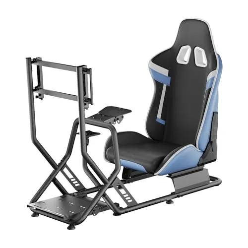 Wiltec Rennsimulator Racing Cockpit – Verstellbarer Sitz für optimales Fahrerlebnis - Erleben Sie mit dem Wiltec Rennsimulator realistische Rennen! Der verstellbare Sitz und die anpassbaren Positionen für Pedale und Lenkrad sorgen für höchsten Komfort. Ideal für alle gängigen Sim Racing Ausstattungen.