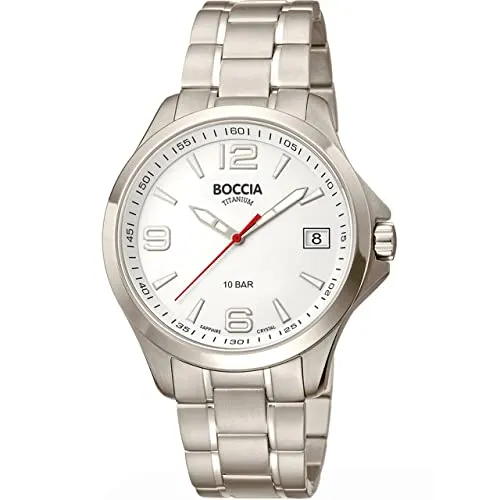 Boccia Klassische Uhr 3591-06 - Hochwertige Armbanduhr für Herren mit Titanarmband, 41 mm Gehäuse, Datumsanzeige und 10 bar Wasserdichtigkeit – ideal für Schwimmen und Schnorcheln.