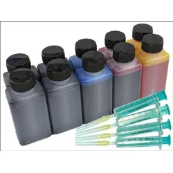TiDis Druckertinten Set für HP Deskjet Plus 4100-4210 - Hochwertiges Nachfüllset für deinen Drucker! Spare Geld und fülle deine Patronen einfach selbst auf. Mit 4x100ml schwarzer und bunter Tinte für viele Druckermodelle geeignet.