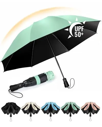 Chakipee Kompakter Reise Regenschirm Groß Sturmfest – Automatik Taschenschirm Tragbarer UV-Schirm für Damen und Herren, 210T Beschichtung 106 cm Spannweite 8 Rippen Taschenschirme Grün