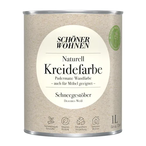 1L Schöner Wohnen Naturell Kreidefarbe Schneegestöber, Dezentes Weiß