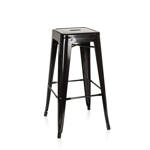hjh OFFICE 645010 Barhocker VANTAGGIO HIGH - Stapelbarer Barhocker im modernen Industry-Design aus robustem Metall, ideal für Gastronomie und Zuhause; leicht zu reinigen und bis 150kg belastbar.