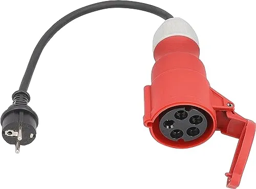 as - Schwabe Adapterleitung - Schutzkontaktstecker 230V/16A zu CEE Kupplung 400V/16A/5-polig - 0,3 m H07RN-F 3G2,5 schwere Gummischlauchleitung - IP44 spritzwassergeschützt, 61371