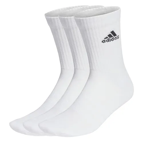 adidas Unisex Kinder Cushioned Crew Socks 3 Pairs, White / Black, 3-4 Years