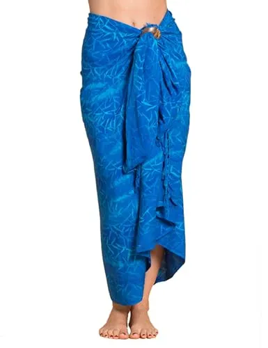 PANASIAM Sarong B002 in Blau, XL - Pareos & Strandkleider für Damen, hochwertiger Viskose-Sarong, blickdicht und farbecht, handgefertigt in Indonesien – ein einzigartiges Wachsbatik-Design für vielseitige Styles im Sommer.