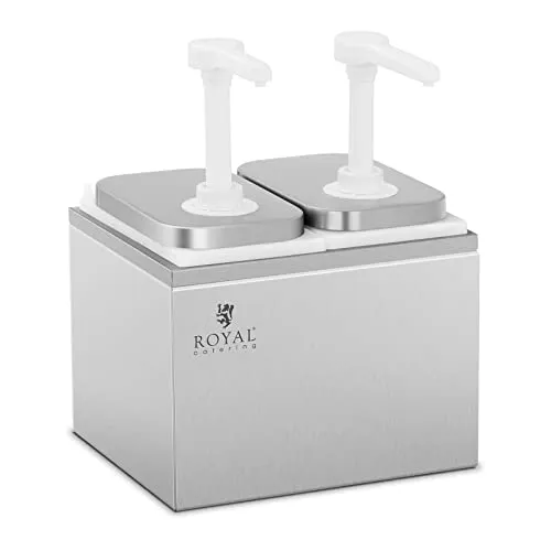 Royal Catering Sauciere Saucenspender – Edelstahl Pumpspender mit 2 Pumpen - Praktischer Saucenspender aus Edelstahl für Gastronomie und Zuhause, ideal zum dosierten Ausgeben von Saucen und Dressings.