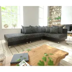 DELIFE Ecksofa Clovis Schwarz mit Hocker Ottomane Rechts - Modulares Design-Ecksofa für flexibles Wohnen. Die Clovis Eckcouch bietet höchsten Komfort und vielfältige Kombinationsmöglichkeiten, ideal für jede Wohnlandschaft.